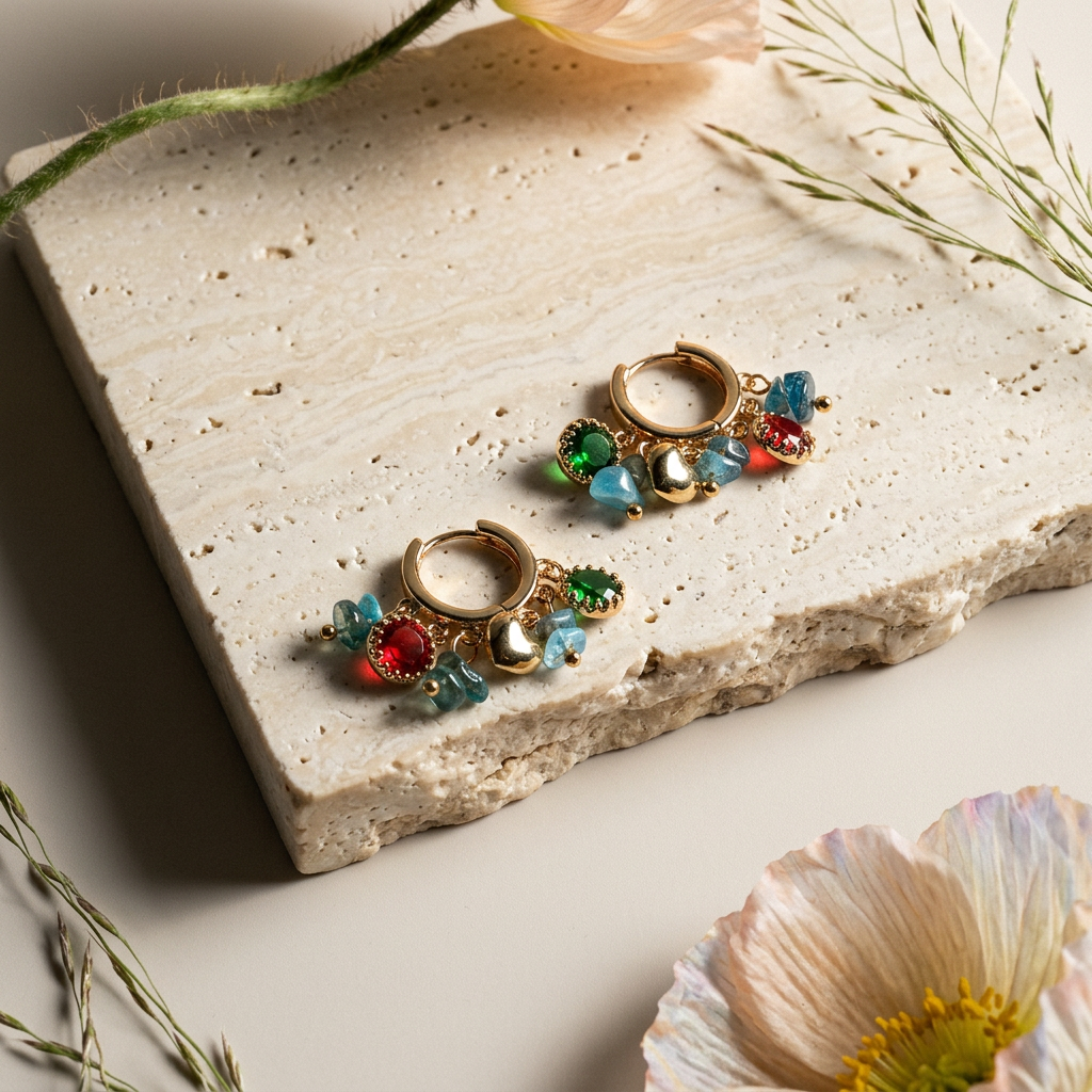 Vaelina Golden Cluster Huggie Earrings