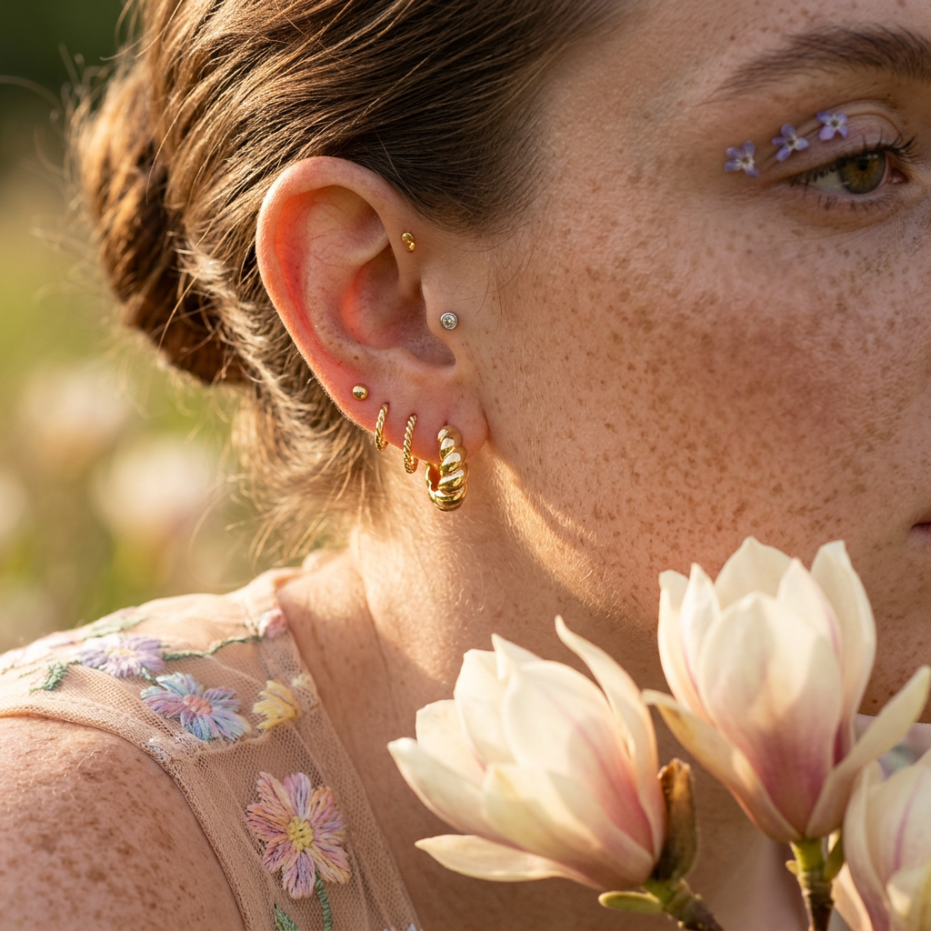 Keania Golden Halo Huggie Earrings