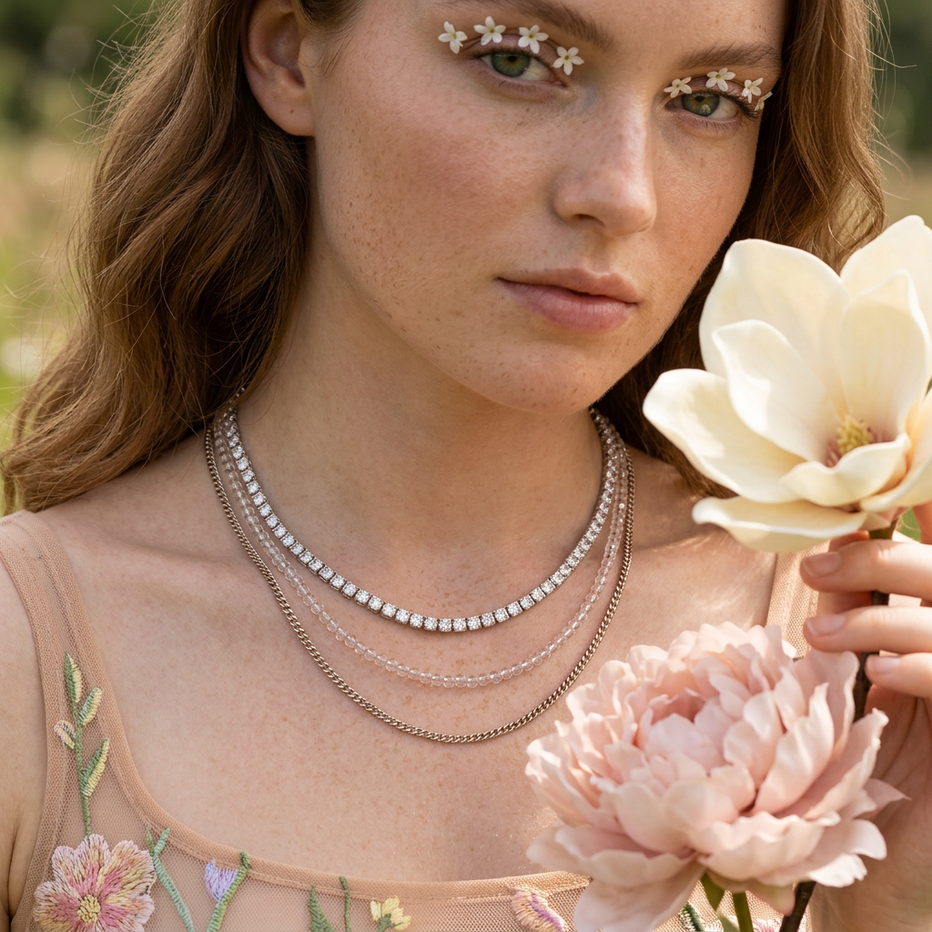 Gaevia Silver Tennis Chain Necklace