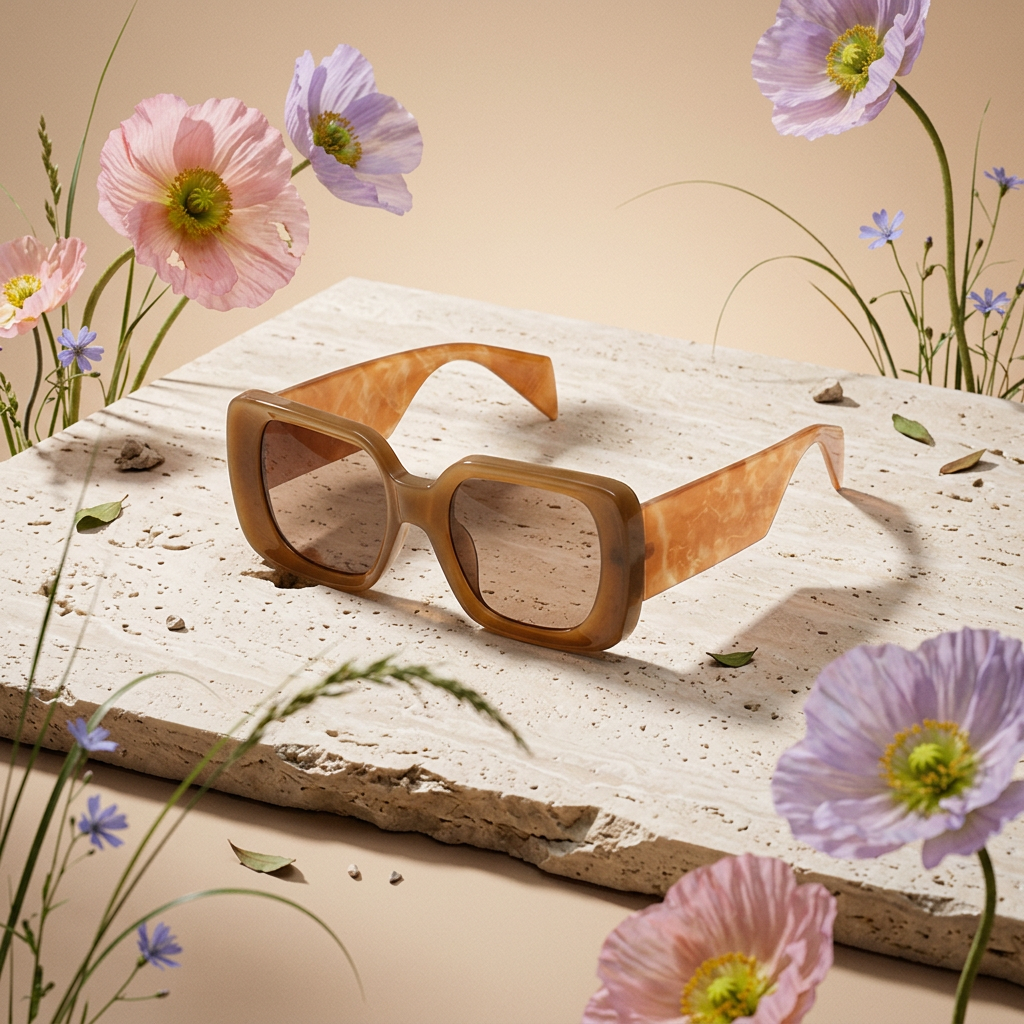 Maelia Amber Acetate Square Shades Sunglasses