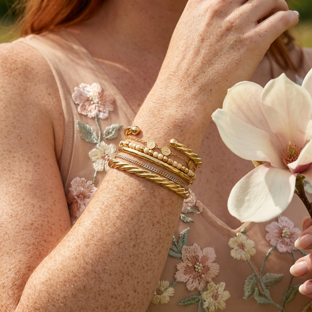 Maelia Golden Halo Cuff Bracelet