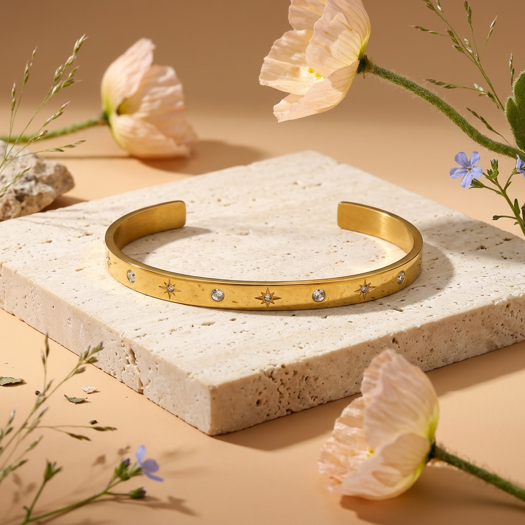 Raelia Golden Slim Cuff Bracelet