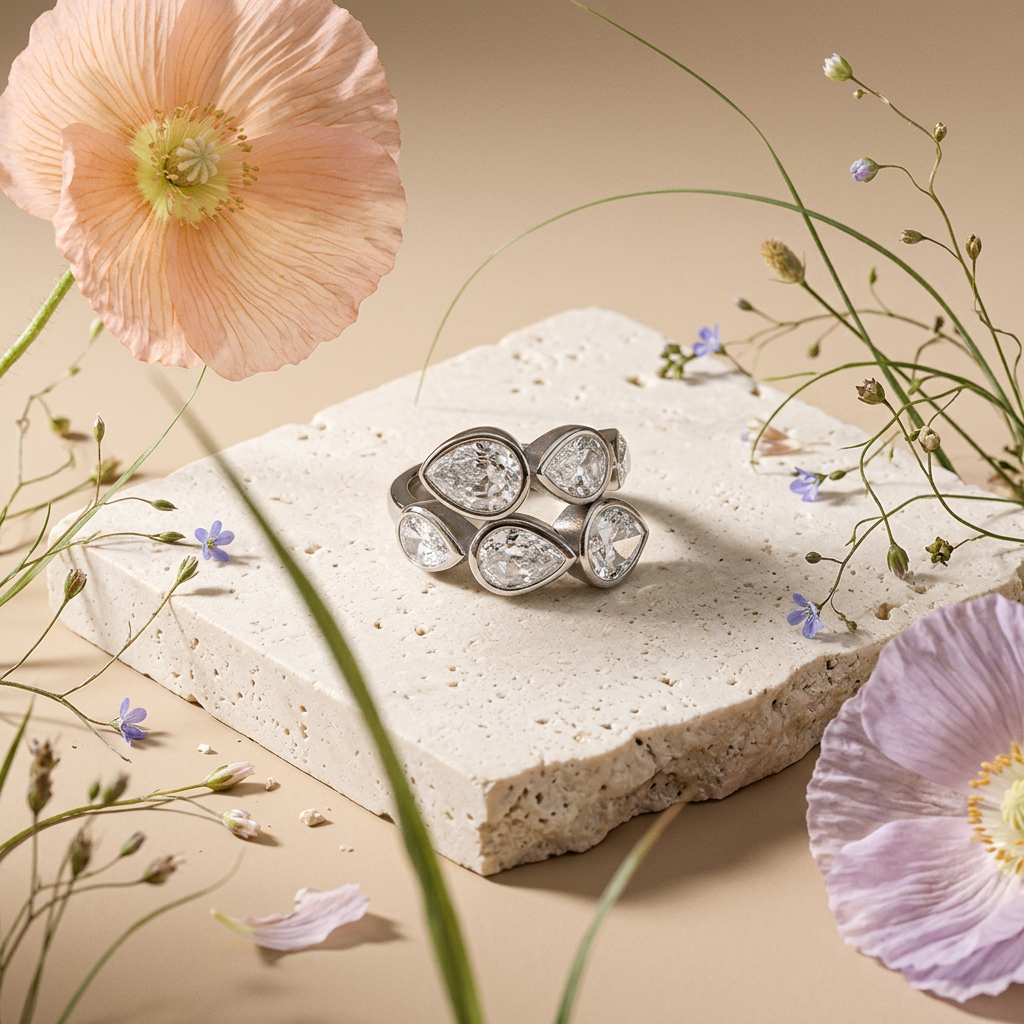 Caelia Silver Teardrop Cocktail Ring