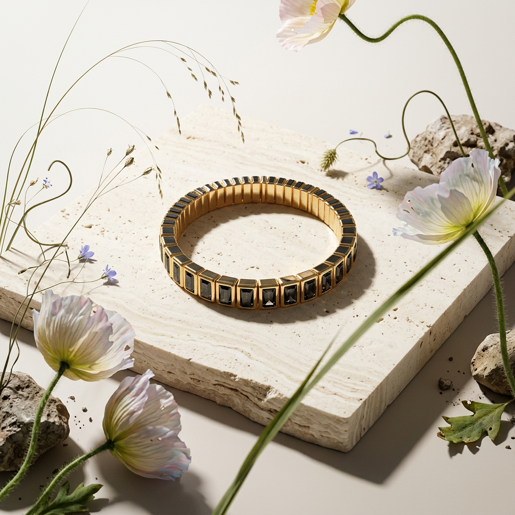 Ziolia Golden Tile Cuff Bracelet