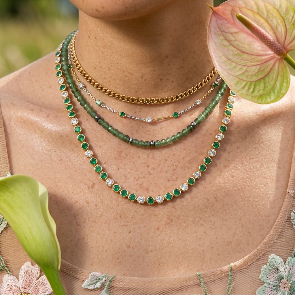 Laenia Golden Orb Delicate Bead Strand Necklace