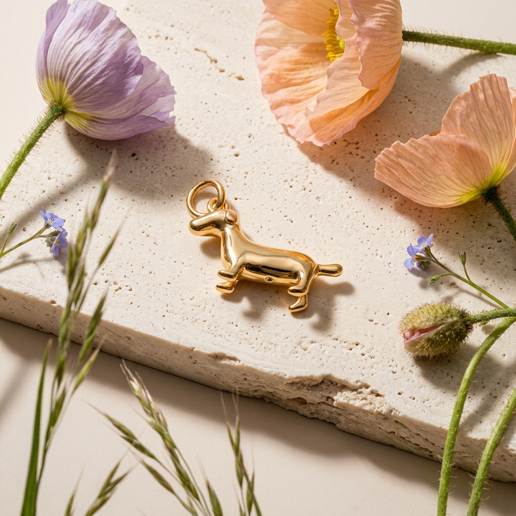 Maelia Golden Hound Pendant Charm