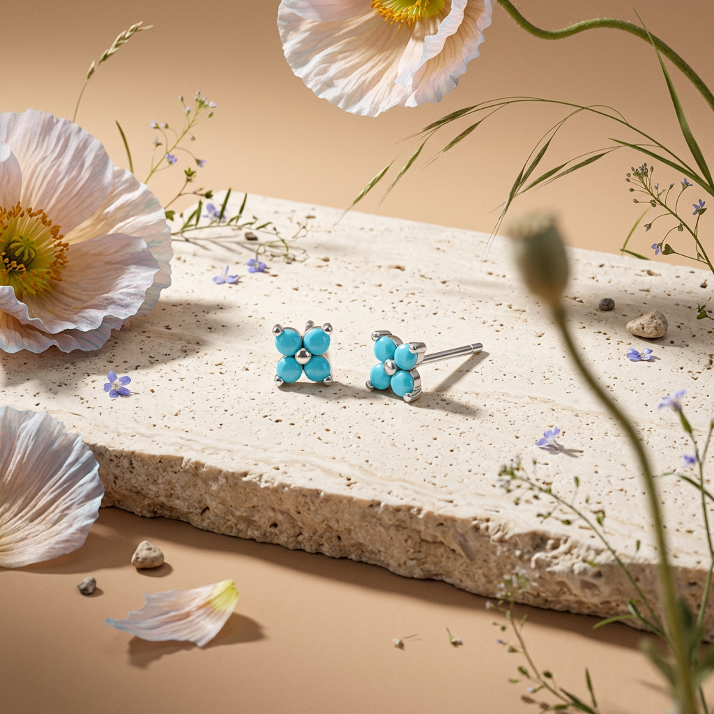 Thaelia Silver Flower Stud Earrings
