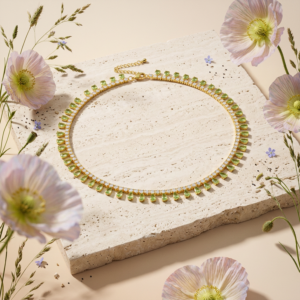Vaelia Golden Drop Choker Necklace