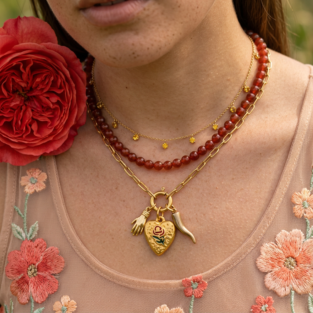 Thaevia Golden Heart Pendant Charm