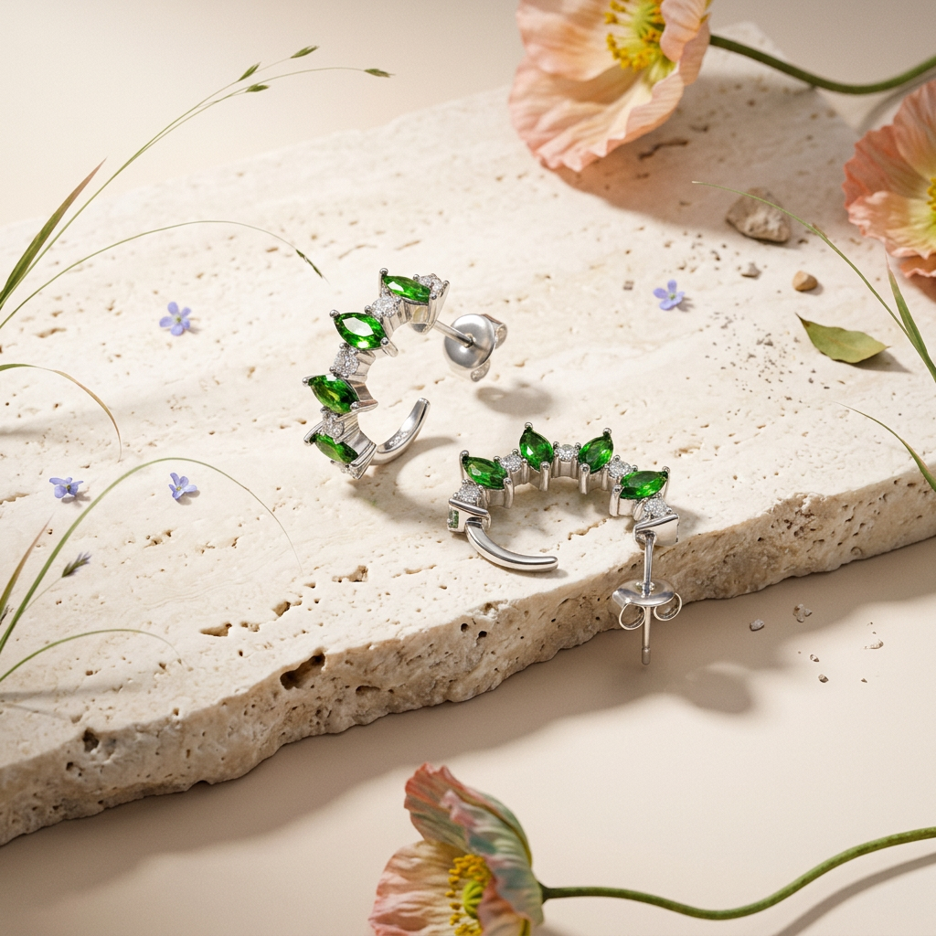 Serapha Silver Cluster Huggie Earrings