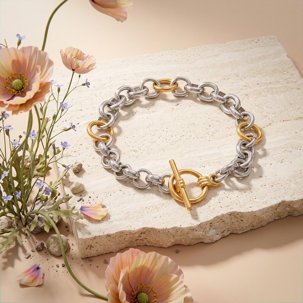 Thionia Two-Tone Chain Link Bracelet