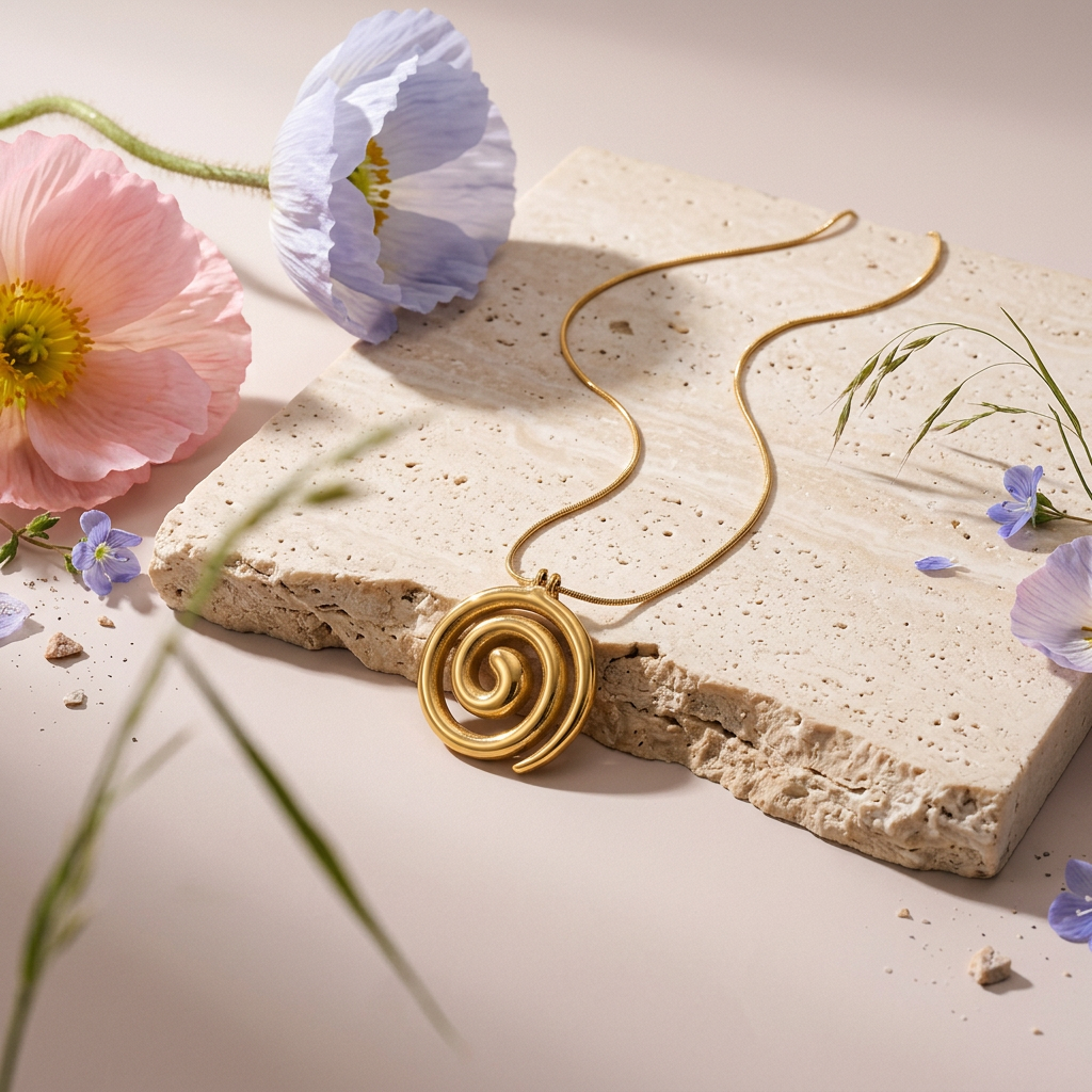 Laelia Golden Spiral Pendant Necklace