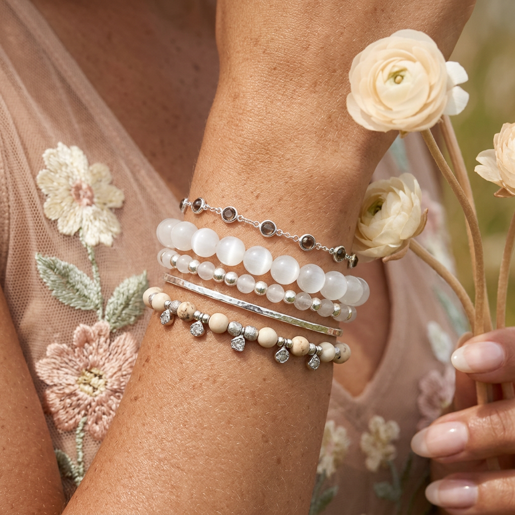 Zaelia White Orb Bead Bracelet