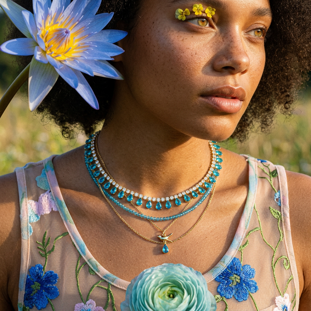 Zialle Golden Teardrop Choker Necklace