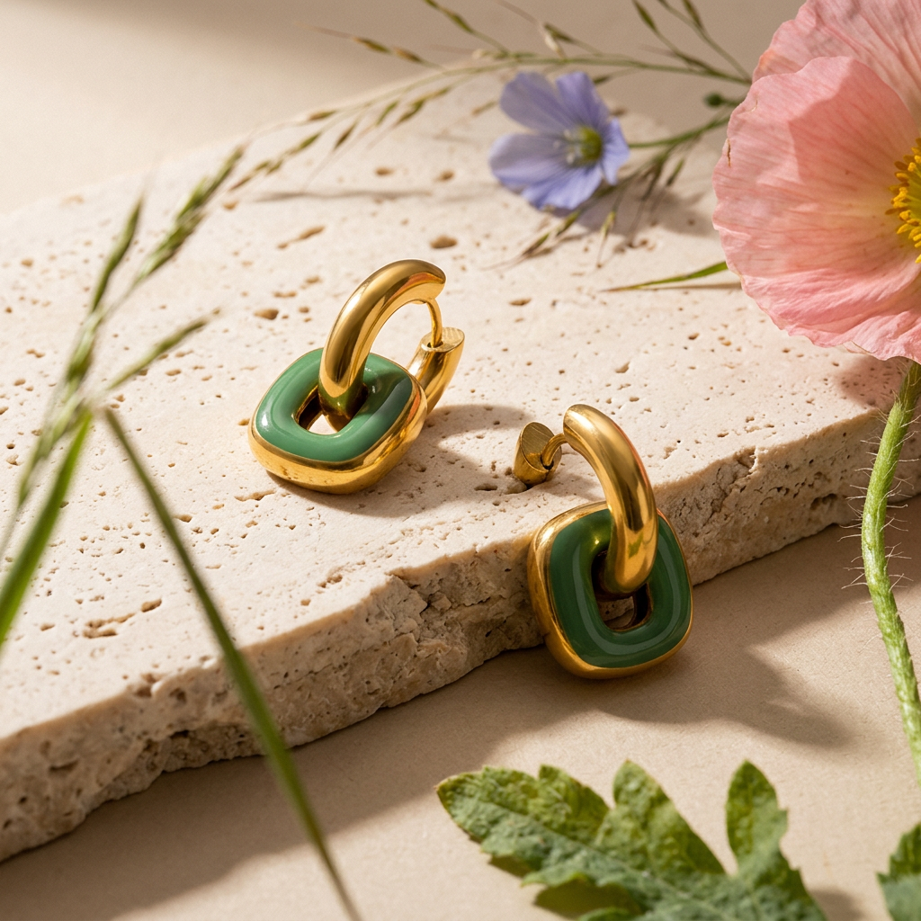 Naevia Golden Drop Huggie Earrings