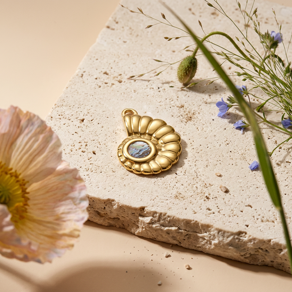 Laelia Golden Shell Pendant Charm