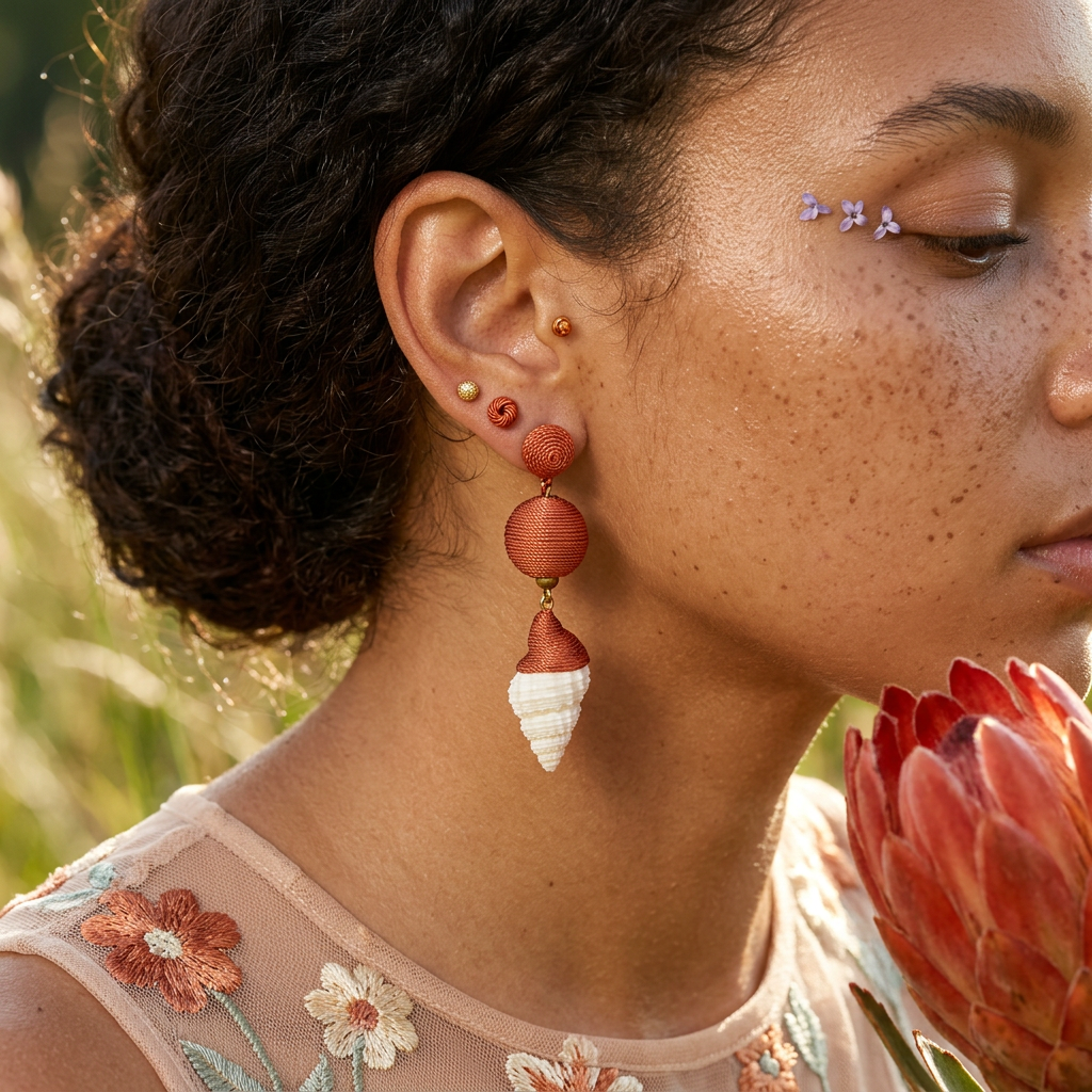 Vionia Golden Orb Drop Earrings