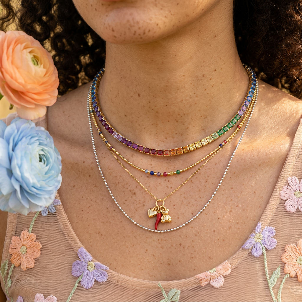 Zialia Silver Line Tennis Necklace