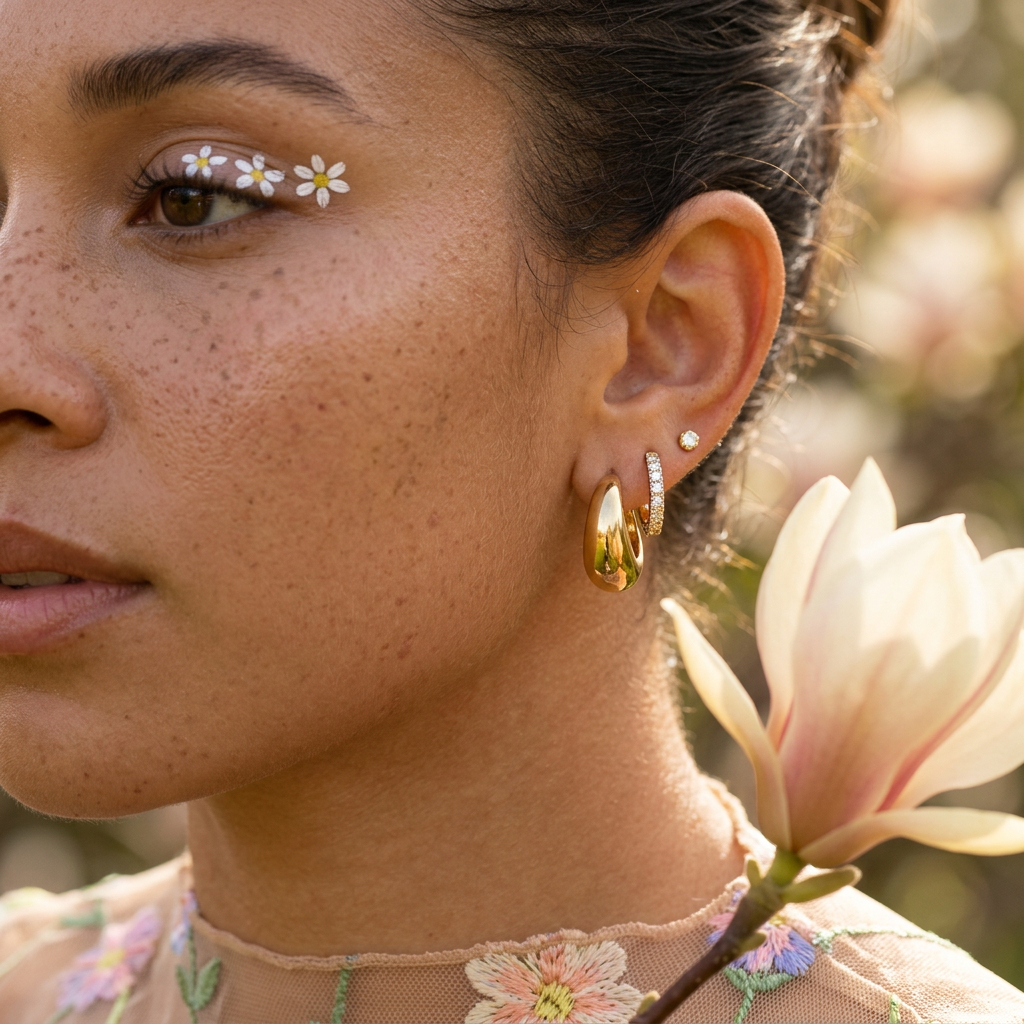 Thaevia Golden Crescent Huggie Earrings