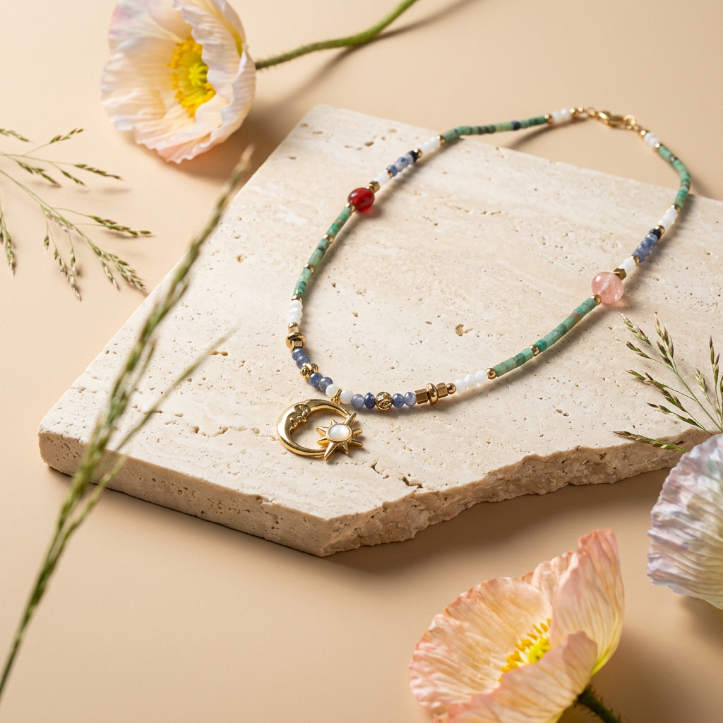 Kuelia Golden Crescent Pendant Necklace