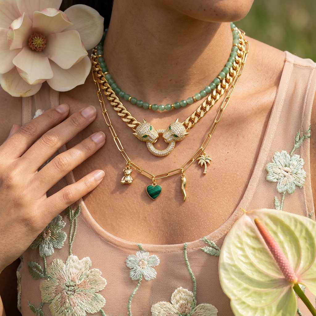 Zaephia Golden Chain Collar Necklace