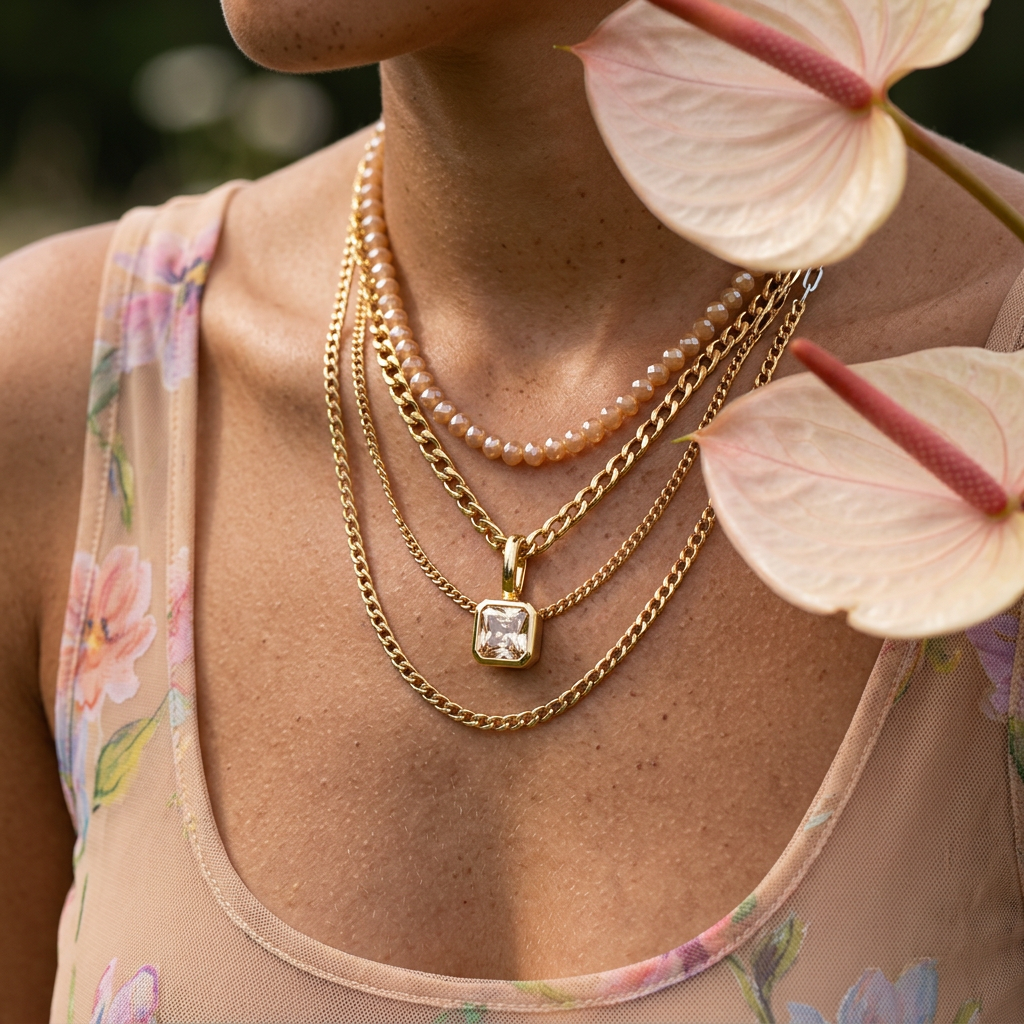 Zaelia Golden Square Pendant Charm