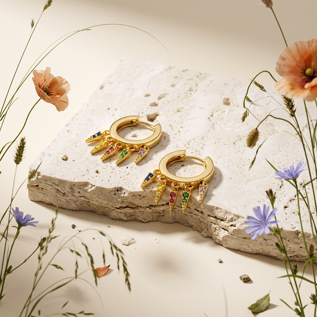 Ciania Golden Drop Huggie Earrings