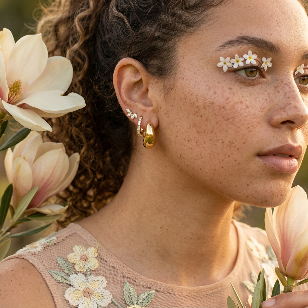 Giolia Golden Crescent Huggie Earrings