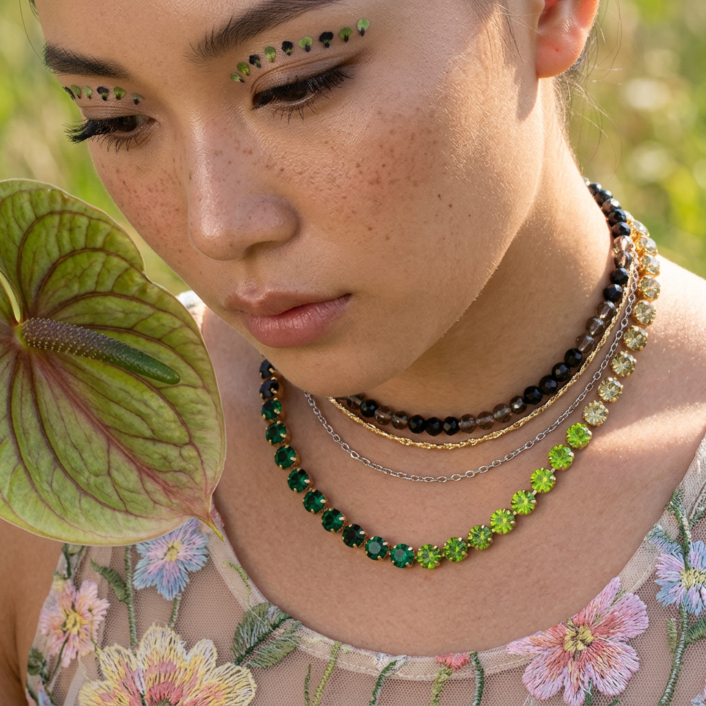 Vealia Golden Orb Tennis Necklace