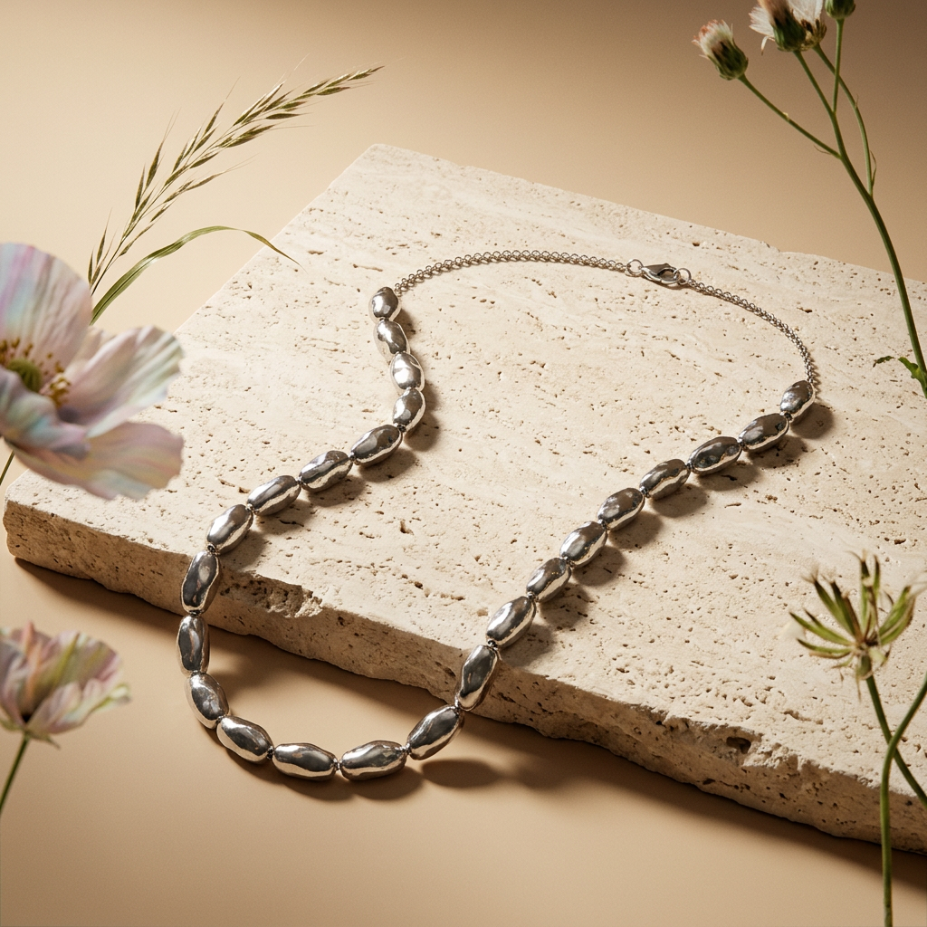 Zeolia Silver Orb Chain Necklace
