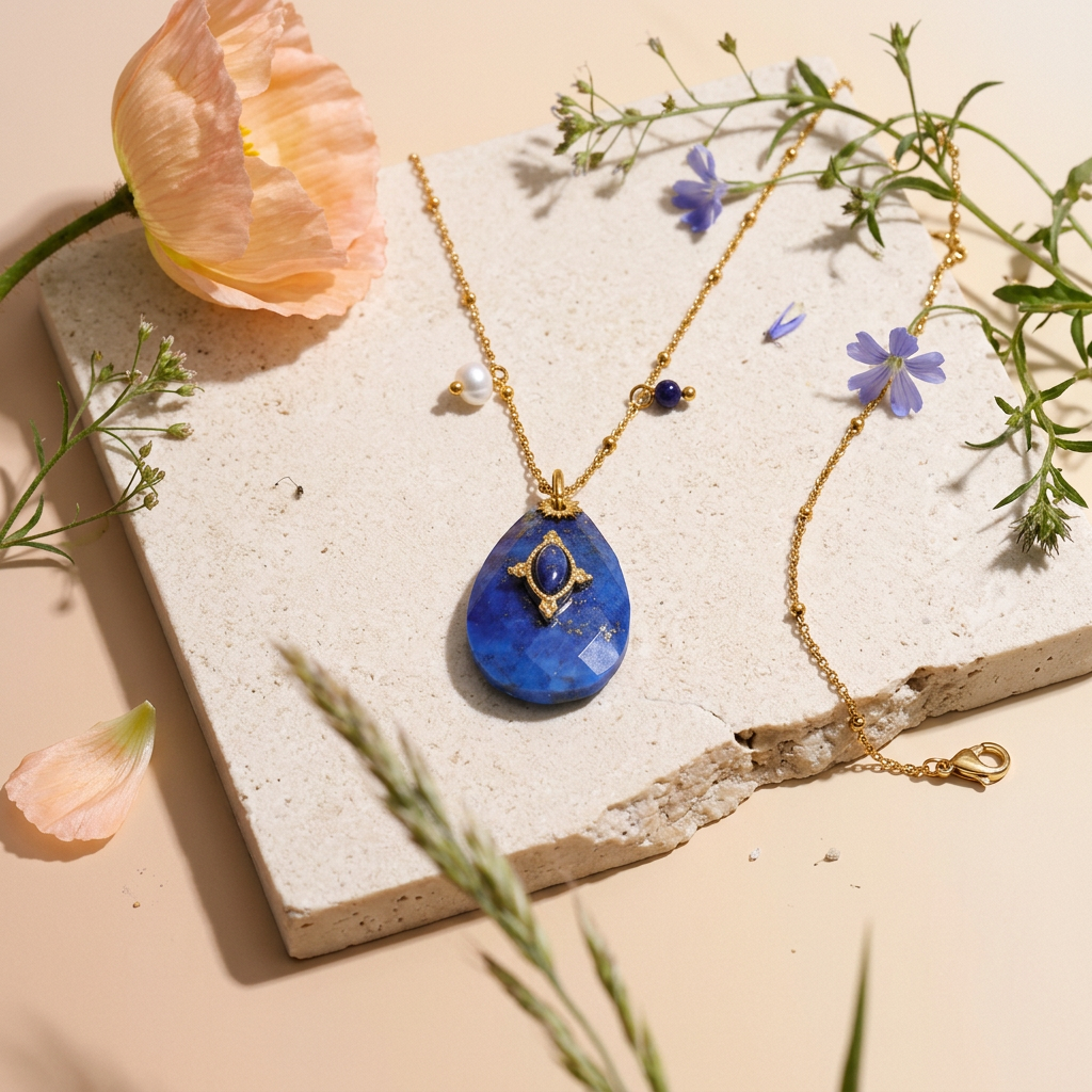 Zaelia Golden Drop Pendant Necklace