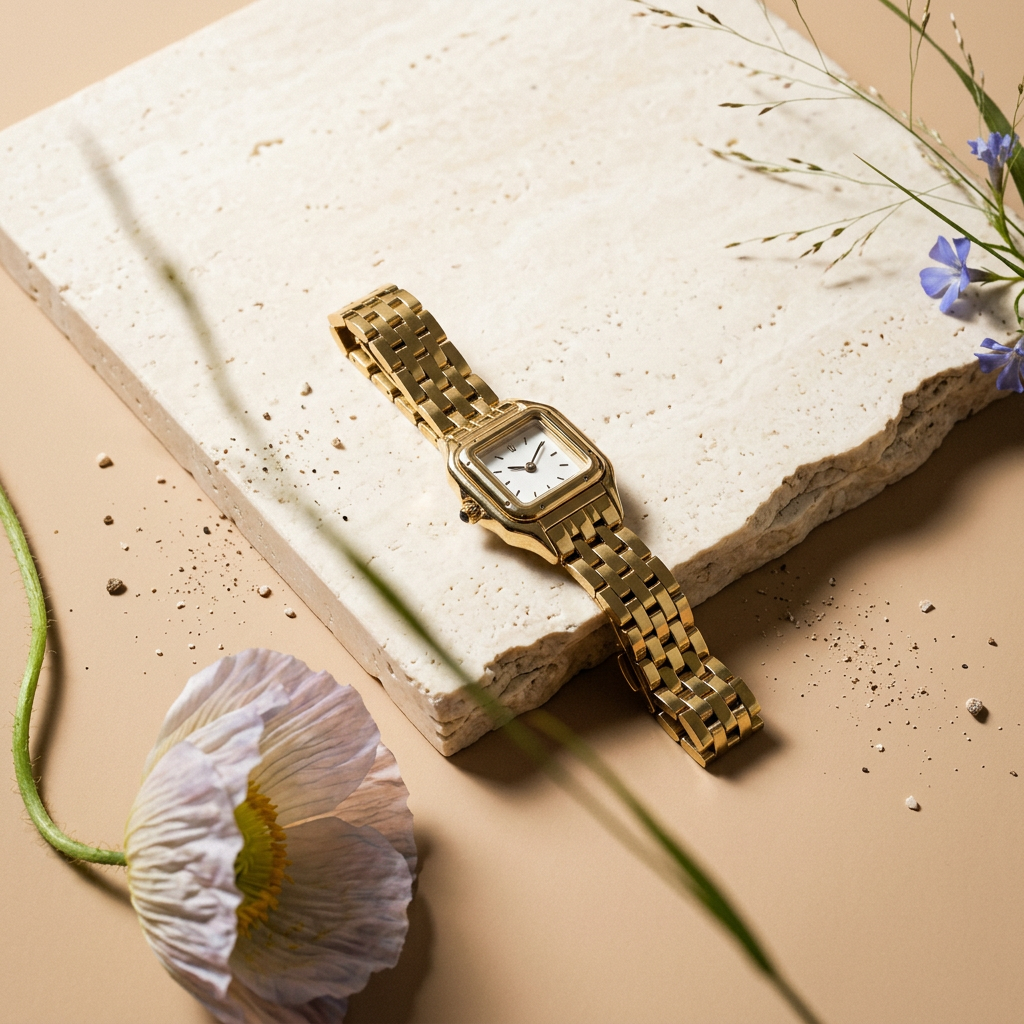 Thionia Golden Square Link Bracelet Watch