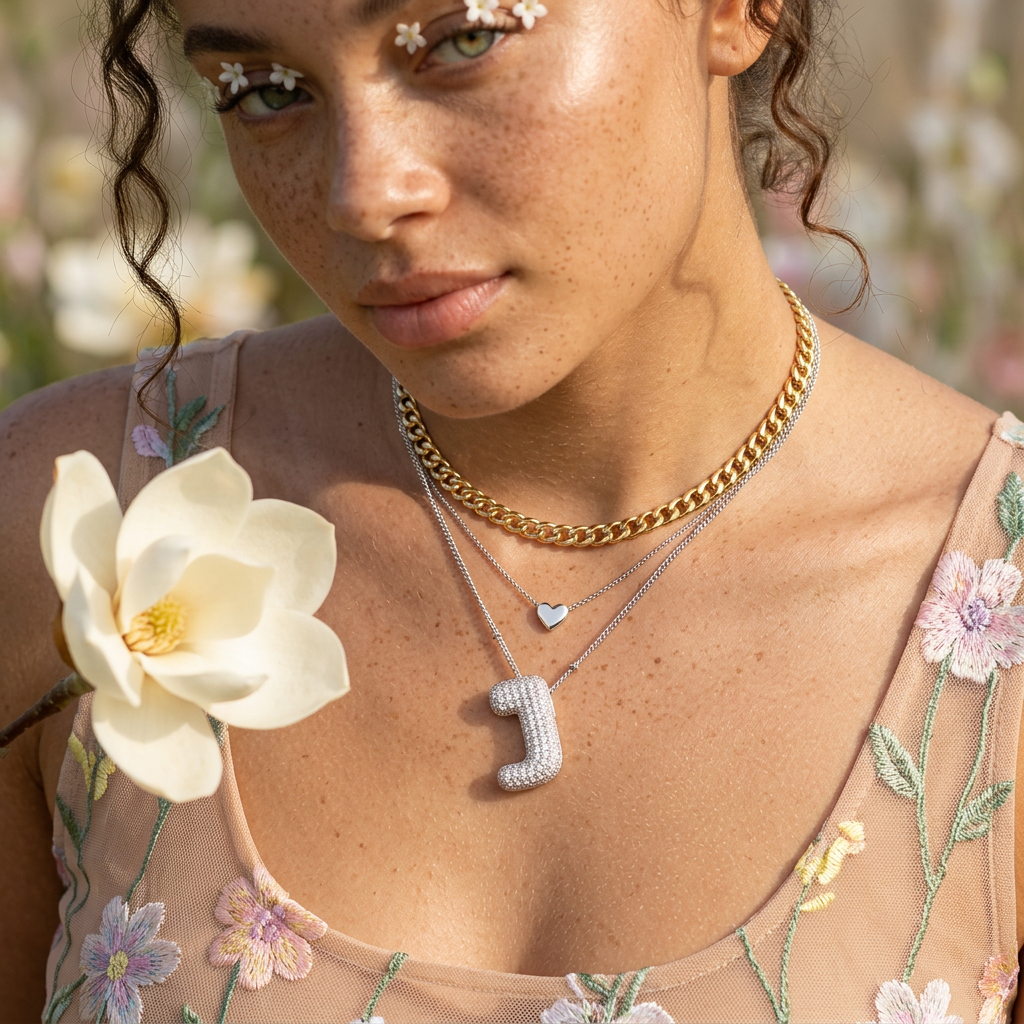 Zeolia Silver "J" Letter Pendant Necklace