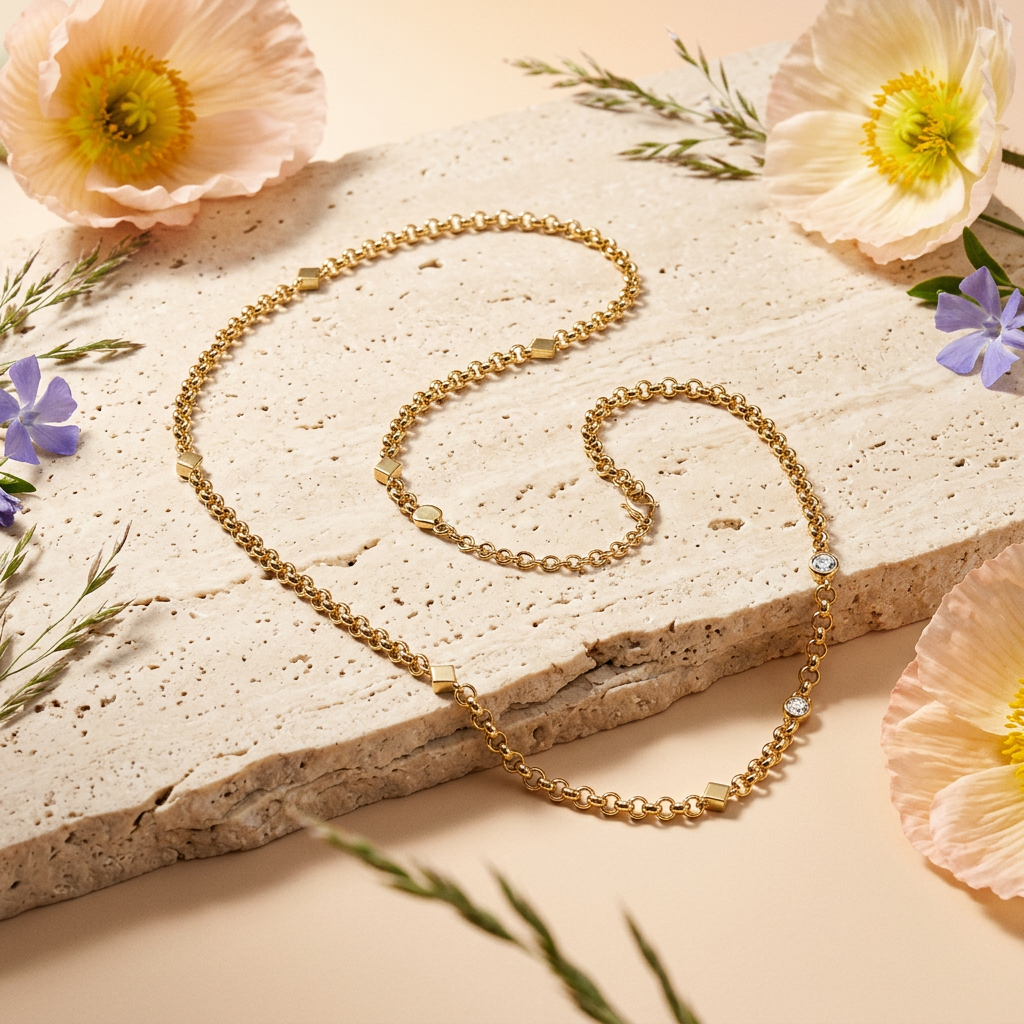Theavia Golden Link Chain Necklace