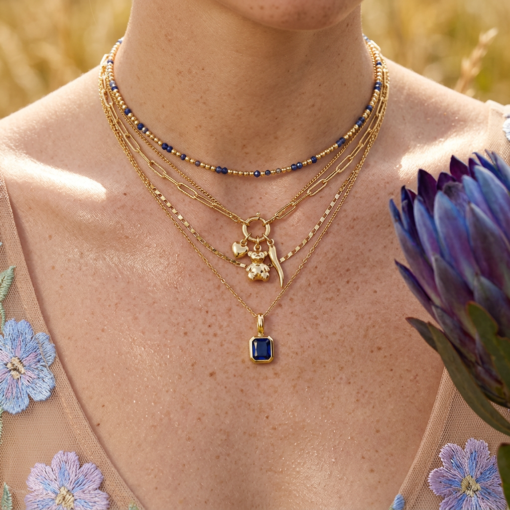 Saevia Golden Octagon Pendant Charm