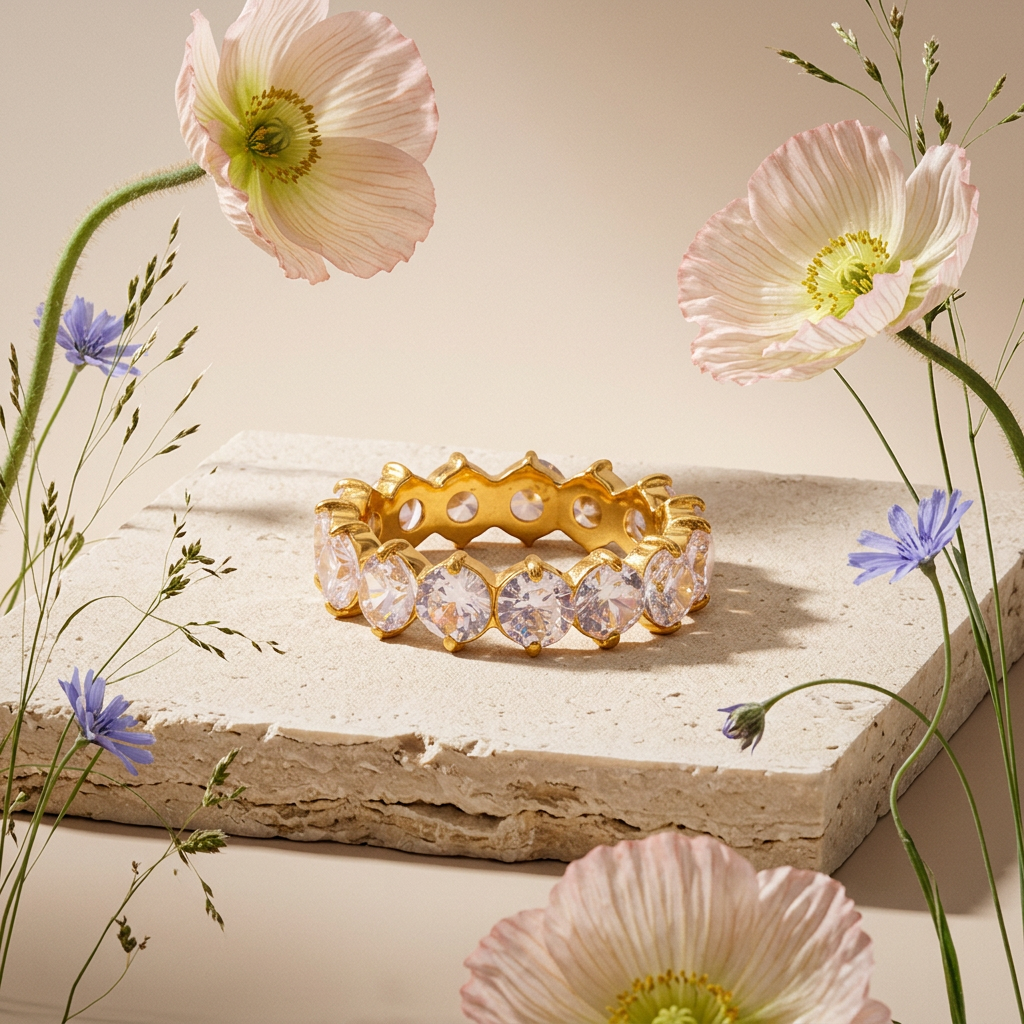 Liosa Golden Orb Eternity Ring