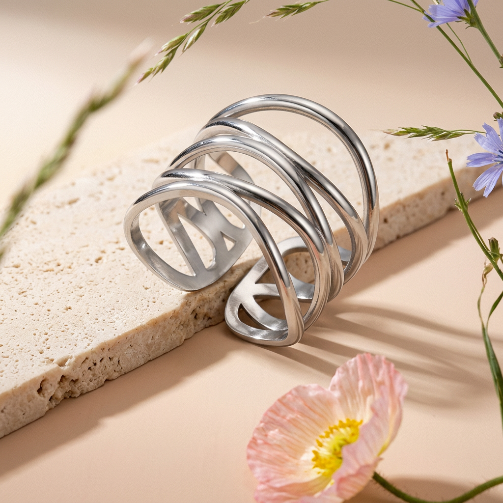 Zeolia Silver Crescent Band Ring