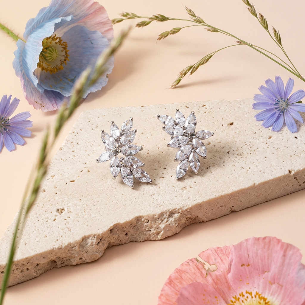 Riolia Silver Cluster Stud Earrings