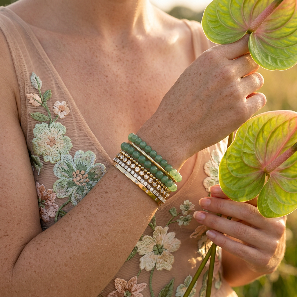 Vealia Jade Bead Strand Bracelet