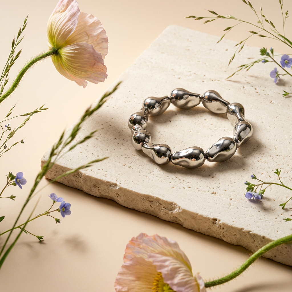 Raelia Silver Drop Bangle Bracelet