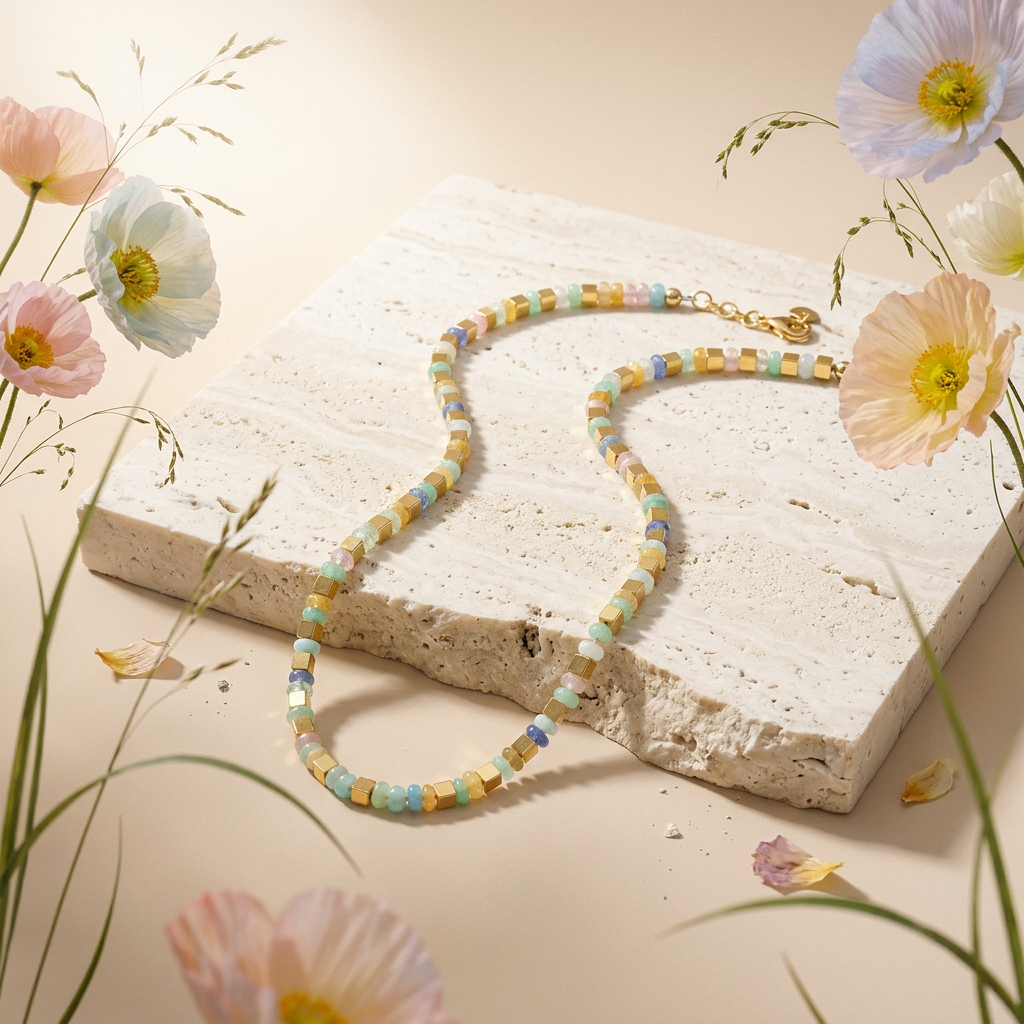 Vionia Golden Rondelle Strand Necklace