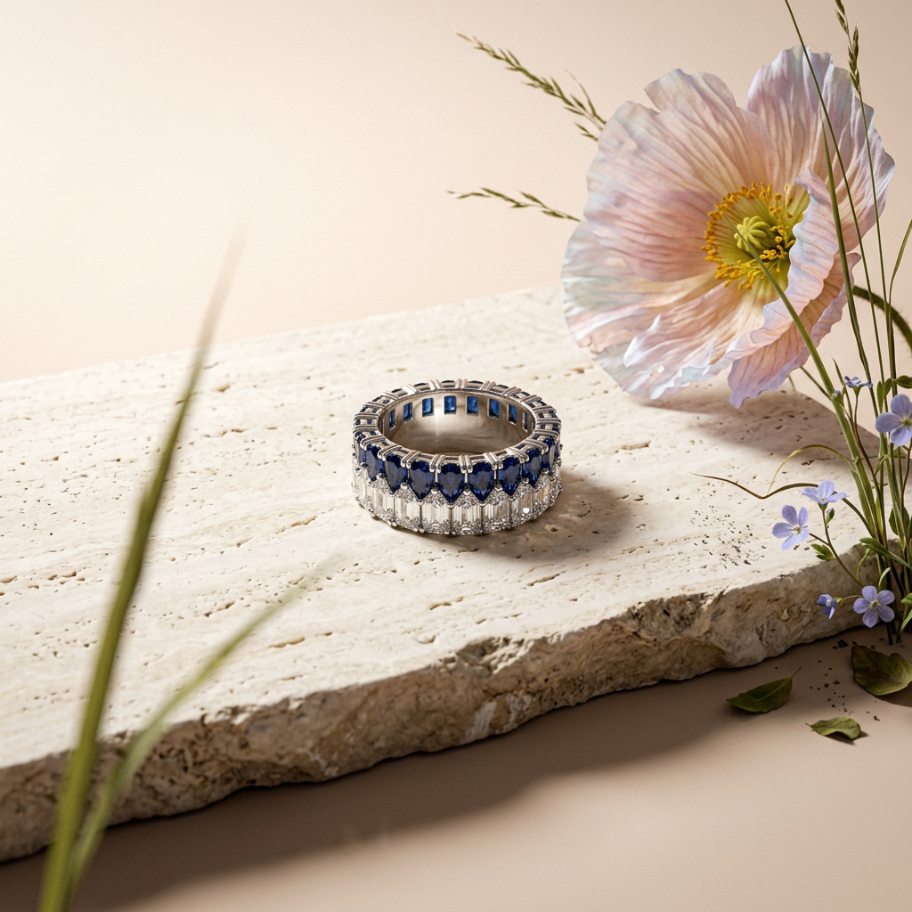 Raevia Silver Cluster Band Ring