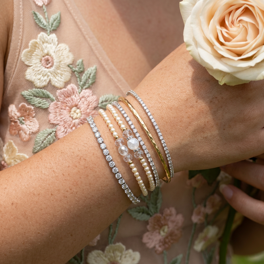 Ziolia Silver Chain Tennis Bracelet