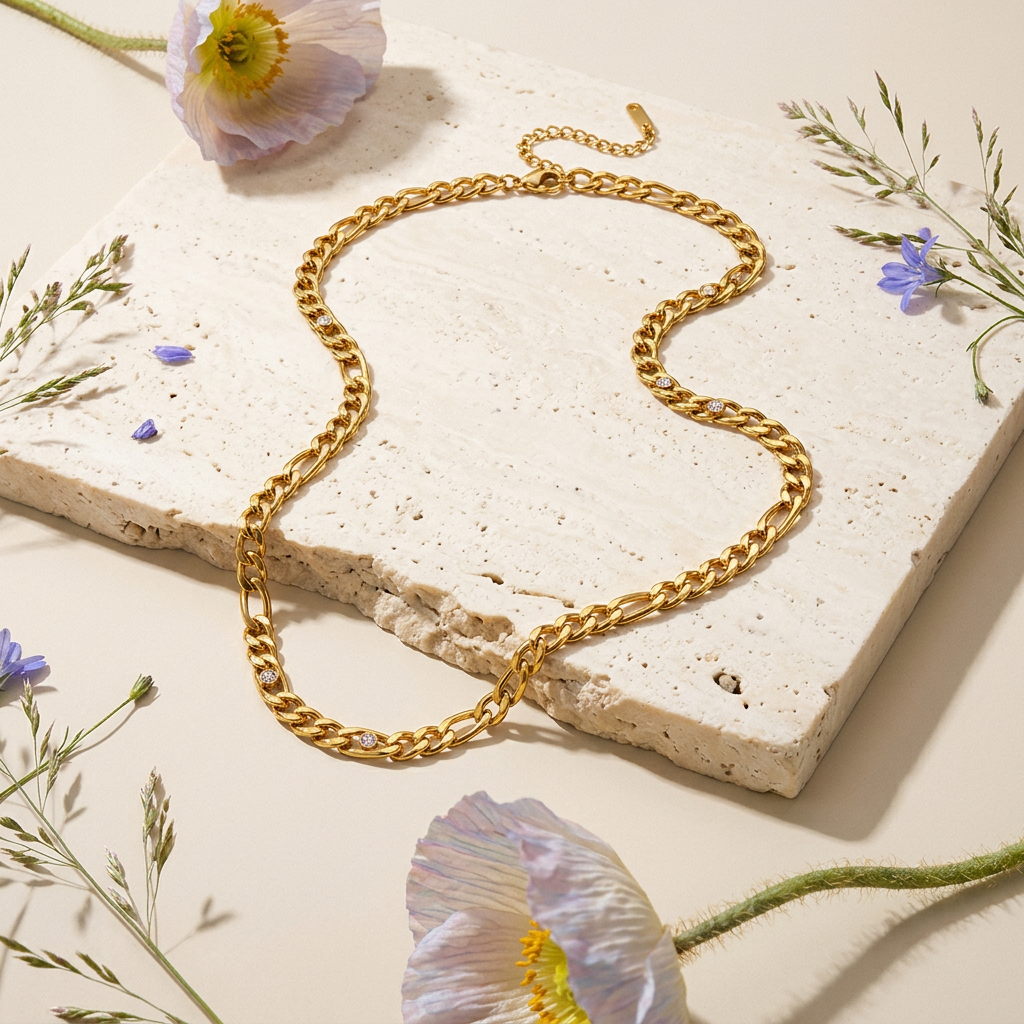 Thionia Golden Chain Choker Necklace