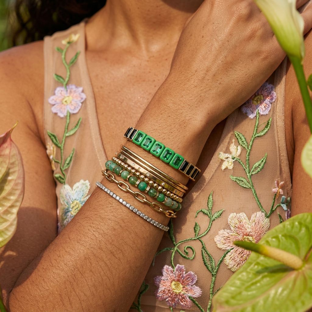 Ziolia Golden Tile Cuff Bracelet