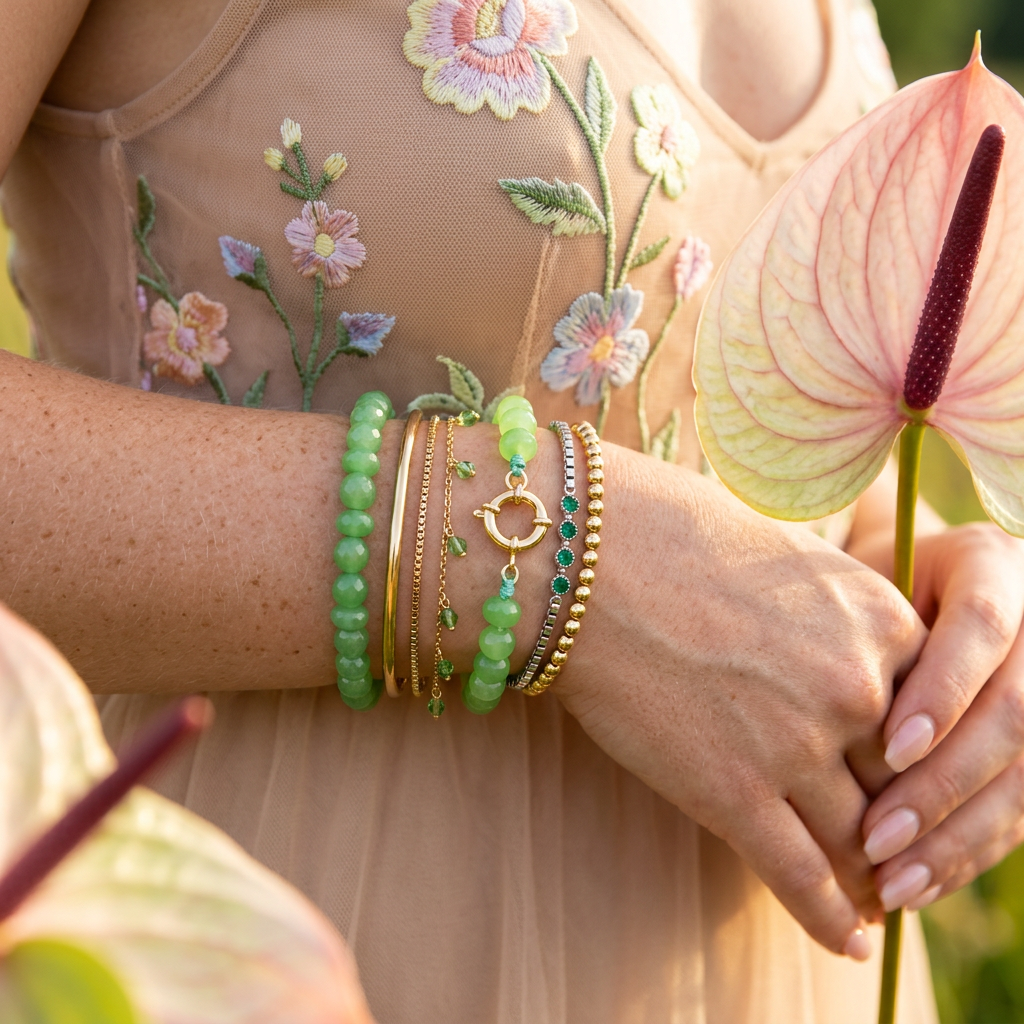 Zaelia Golden Orb Strand Bracelet