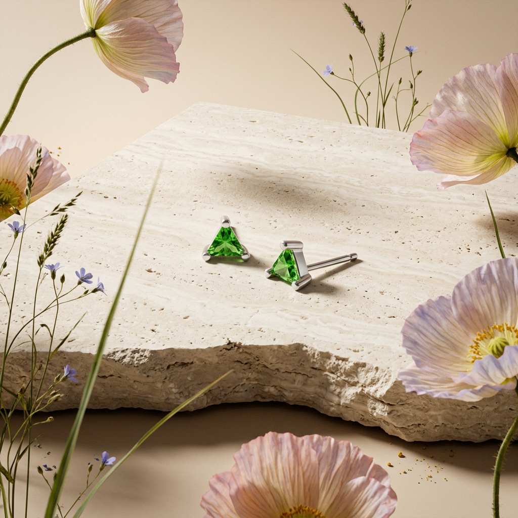 Raevia Silver Triangle Stud Earrings