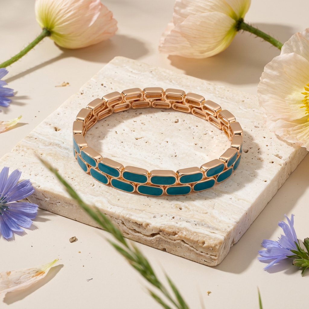 Raelia Rose Gold Tile Link Bracelet Bracelet