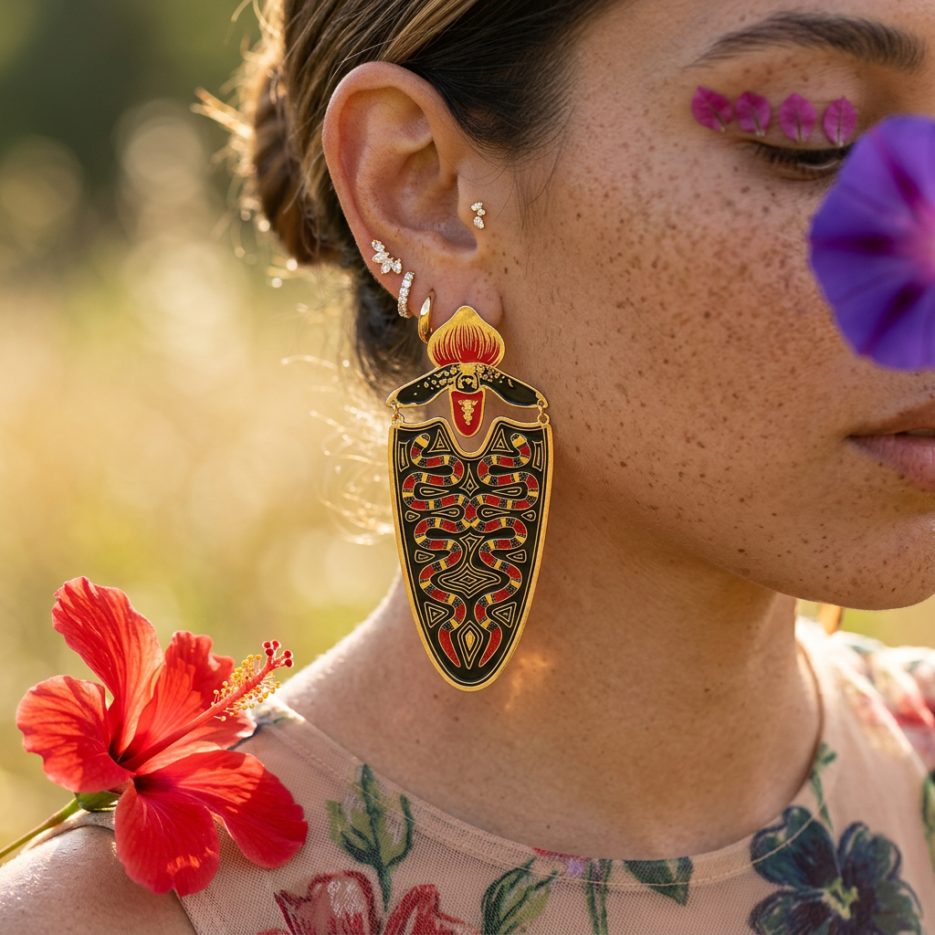 Gealina Golden Shield Drop Earrings