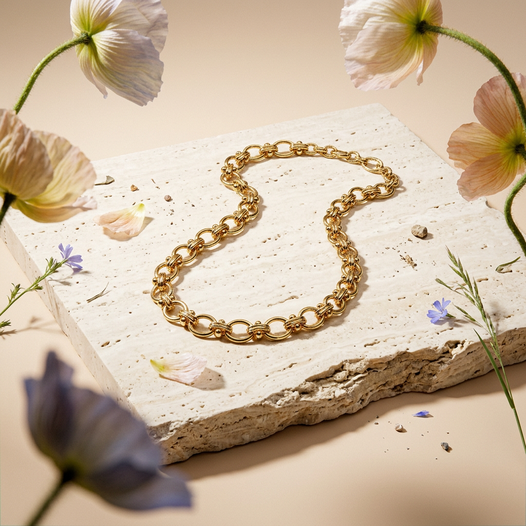 Gaelina Golden Oval Chain Necklace